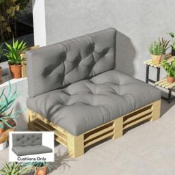 Rackhams 2 Seater Outdoor Seat Cushions and Back for Pallet, Light Grey