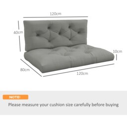 Rackhams 2 Seater Outdoor Seat Cushions and Back for Pallet, Light Grey - thumbnail 4