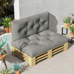 Rackhams 2 Seater Outdoor Seat Cushions and Back for Pallet, Light Grey - thumbnail 3