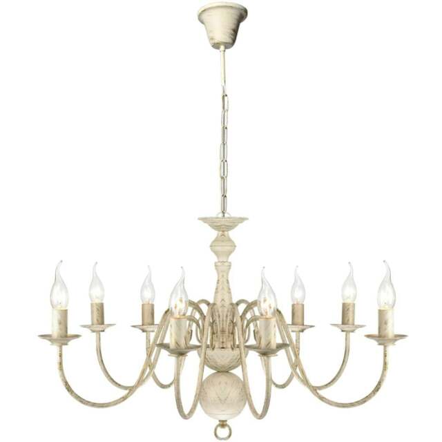 Rackhams Antique White Metal Chandelier 8 x E14 Bulbs