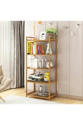 Rackhams 5 Tier Wood Audriel Bookcase - Brown - thumbnail 3