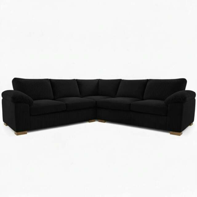 Rackhams Riva Amalfi Jumbo Cord Large Corner - 5 Seater Large Corner Sofa - Black - image 1