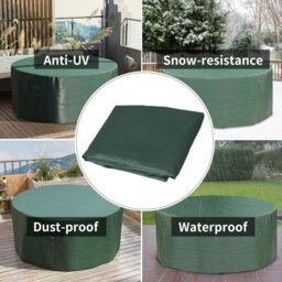 Rackhams Large Outdoor Set Round Cover Garden Furniture Waterproof Resist Fade - Black - Oxford - 193cm x 193cm x 81cm - thumbnail 4