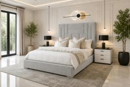 Rackhams Abstract Haven Ottoman Bed With Headboard - Super King - Solid Wood - Silver