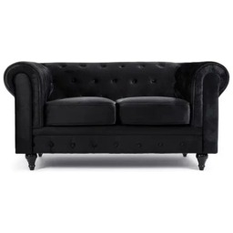 Rackhams Belmont Chesterfield 3+2 Velvet Sofa - Black - thumbnail 6