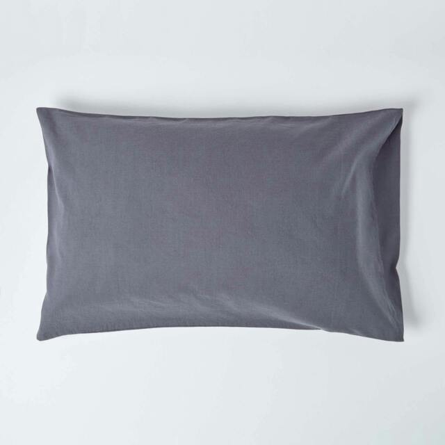 Rackhams French Flax Linen Housewife Pillowcase, King Size - Dark Grey - image 1
