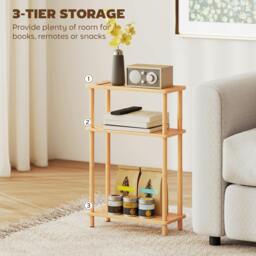 Rackhams 3-Tier Slim End Table, Tool-Free Assembly, Natural Wood Finish - 40W x 18D cm - Bamboo - 40W x 18D x 61H cm - thumbnail 5