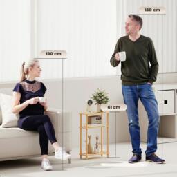 Rackhams 3-Tier Slim End Table, Tool-Free Assembly, Natural Wood Finish - 40W x 18D cm - Bamboo - 40W x 18D x 61H cm - thumbnail 4