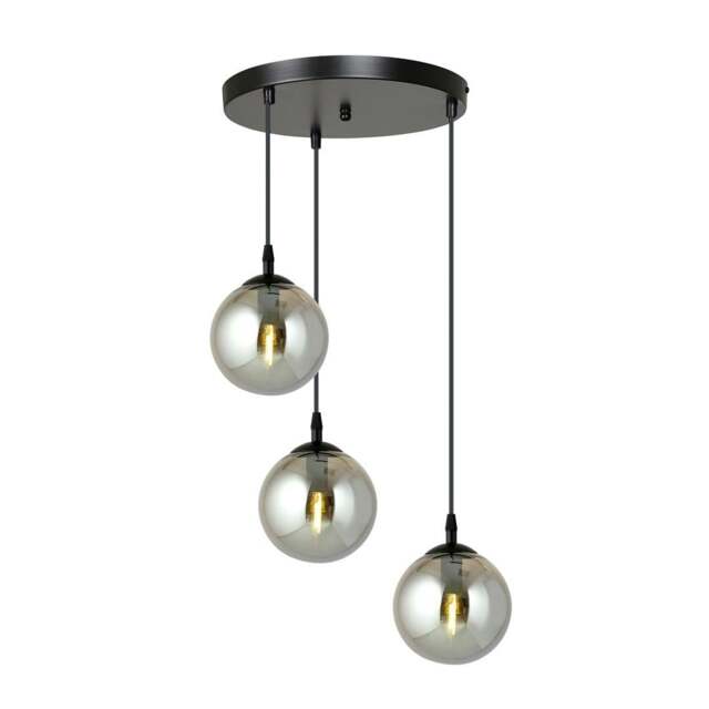 Rackhams COSMO Pendant lamp 3 x E14 Black with Graphite Shade - image 1