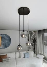 Rackhams COSMO Pendant lamp  3 x E14 Black with Graphite Shade - thumbnail 4
