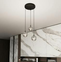 Rackhams COSMO Pendant lamp  3 x E14 Black with Graphite Shade - thumbnail 6