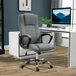 Rackhams Linen-Look Swivel Office Chair - Dark Grey - thumbnail 2