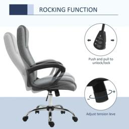 Rackhams Linen-Look Swivel Office Chair - Dark Grey - thumbnail 6