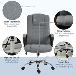 Rackhams Linen-Look Swivel Office Chair - Dark Grey - thumbnail 5