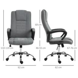 Rackhams Linen-Look Swivel Office Chair - Dark Grey - thumbnail 3