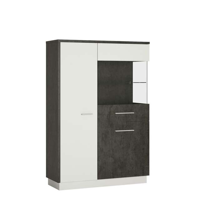Rackhams Zingaro Low display cabinet (RH) in Grey and White - Full Assembly Required - Grey & White - Matt - image 1