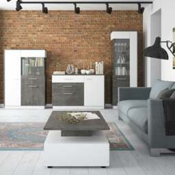 Rackhams Zingaro Low display cabinet (RH) in Grey and White - Full Assembly Required - Grey & White - Matt - thumbnail 6