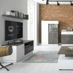 Rackhams Zingaro Low display cabinet (RH) in Grey and White - Full Assembly Required - Grey & White - Matt - thumbnail 5