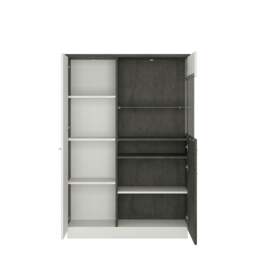 Rackhams Zingaro Low display cabinet (RH) in Grey and White - Full Assembly Required - Grey & White - Matt - thumbnail 2