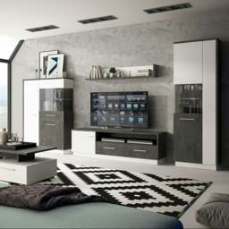 Rackhams Zingaro Low display cabinet (RH) in Grey and White - Full Assembly Required - Grey & White - Matt - thumbnail 4