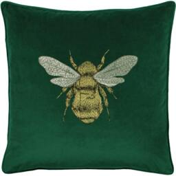 Rackhams Hortus Bee Cushion Cover - Emerald Green - 50cm x 50cm - Emerald Green - 100% Polyester