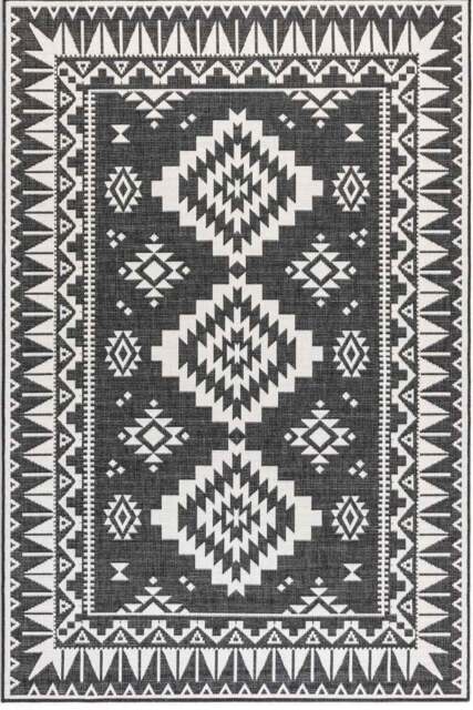 Rackhams Dynamic Indoor & Outdoor Reversible Black Rug - 80X150 cm - image 1