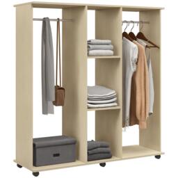 Rackhams Mobile Double Open Wardrobe w/ Clothes Hanging Rail Colthing Natural - Natural wood finish - Wardrobe - Natural wood finish - thumbnail 2