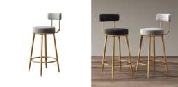 Rackhams Gregary Bar Stool, Velvet, Gold Leg - 86cm - Green - thumbnail 4