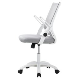 Rackhams Mesh Back Ergonomic 360 Degree Swivel Office Chair with Folding Armrests - Black and White - Black and White - thumbnail 5