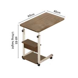 Rackhams 3-tier Height Adjustable Mobile Table Overbed Desk with Wheels - Brown - thumbnail 3