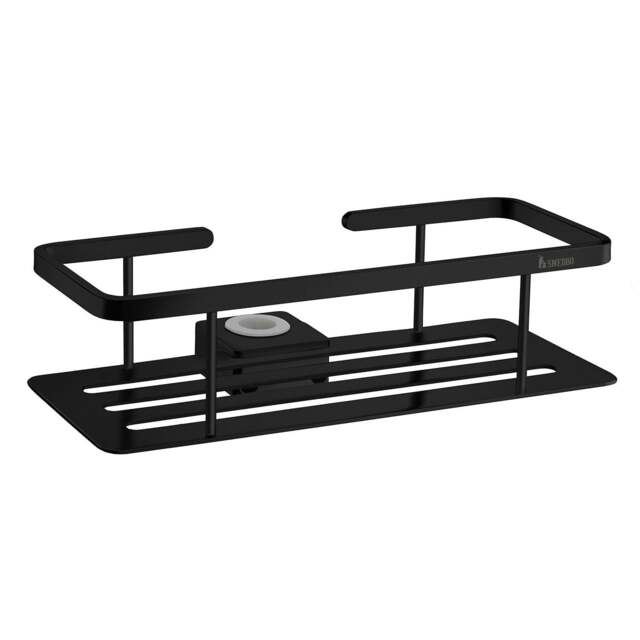 Rackhams Matt Black Shower Basket for Shower Riser Rail - image 1