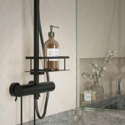 Rackhams Matt Black Shower Basket for Shower Riser Rail - thumbnail 2