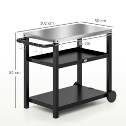 Rackhams Outdoor BBQ Table with 2-Tier Shelf, Outdoor Kitchen, Charcoal Grey - thumbnail 6