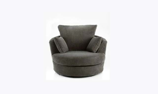 Rackhams Dylan Jumbo Cord Fabric Swivel Chair Armchair in Grey - Grey