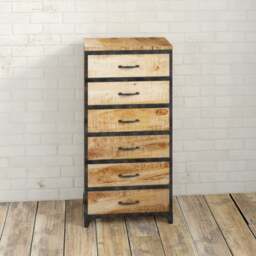 Rackhams Herica Industrial Vintage Mintis Tall Chest of Drawers - Wood - 6 - 60CM X40 X120CM  (LXDXH) - thumbnail 4
