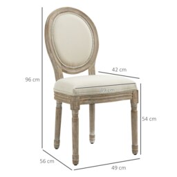 Rackhams French-Style Dining Chairs Set of 2 with Linen Upholstery, Cream - Grey - thumbnail 6