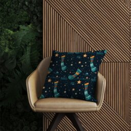 Rackhams Christmas Stocking In A Starry Night Sky Outdoor Cushion -  - 45cm x 45cm - thumbnail 2