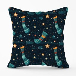 Rackhams Christmas Stocking In A Starry Night Sky Outdoor Cushion -  - 45cm x 45cm - thumbnail 1
