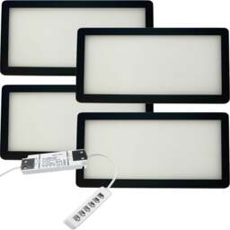 Rackhams Loops 4x MATT BLACK Ultra-Slim Rectangle Under Cabinet Kitchen Light & Driver Kit - Natural White Diffused LED - thumbnail 1