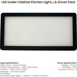 Rackhams Loops 4x MATT BLACK Ultra-Slim Rectangle Under Cabinet Kitchen Light & Driver Kit - Natural White Diffused LED - thumbnail 2