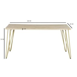 Rackhams Rectangular 6 Seater Dining Table Barbuto Light Mango - Wood - 160CM X 85CM X 76CM  (LXDXH) - Dining Table - thumbnail 6