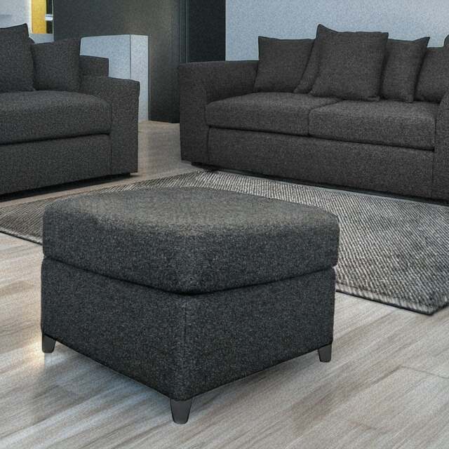 Rackhams Paris Boucle Fabric Charcoal Footstool - image 1