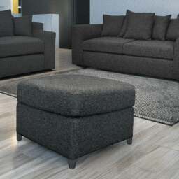 Rackhams Paris Boucle Fabric Charcoal Footstool - thumbnail 1