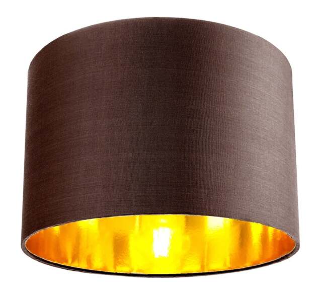 "Rackhams Contemporary Brown Cotton 12"" Table/Pendant Lamp Shade with Shiny Copper Inner" - image 1