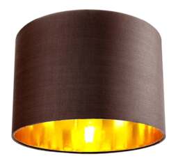 "Rackhams Contemporary Brown Cotton 12"" Table/Pendant Lamp Shade with Shiny Copper Inner" - thumbnail 1
