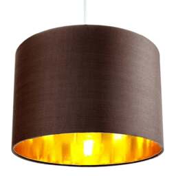 "Rackhams Contemporary Brown Cotton 12"" Table/Pendant Lamp Shade with Shiny Copper Inner" - thumbnail 2