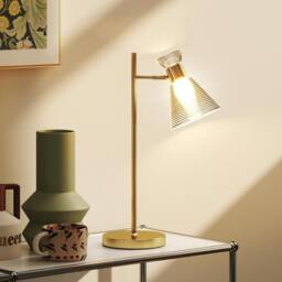 Rackhams Table Lamp with Adjustable Head, Modern Bedside Lamp, Gold Tone - Bulb not included - Metal, glass - Table lamp - thumbnail 6