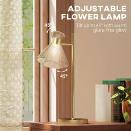 Rackhams Table Lamp with Adjustable Head, Modern Bedside Lamp, Gold Tone - Bulb not included - Metal, glass - Table lamp - thumbnail 3