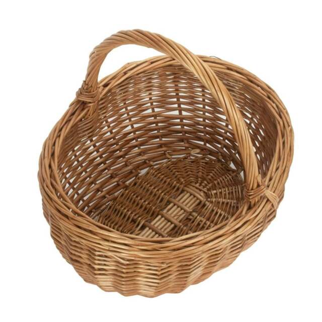 Rackhams Small Deluxe Double Steamed Wicker Shopping Basket - Brown - image 1