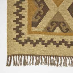 Rackhams Ravar Brown & Gold Kilim Wool Rug - 120 x 170 cm - thumbnail 4